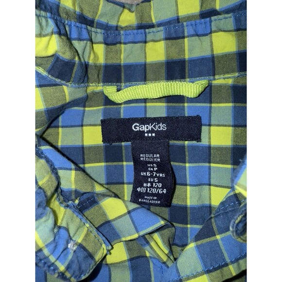 Gap Kids Boys Size 6-7 Long Sleeve Button Up Shirt Blue Green Rn 54023 - Picture 3 of 5